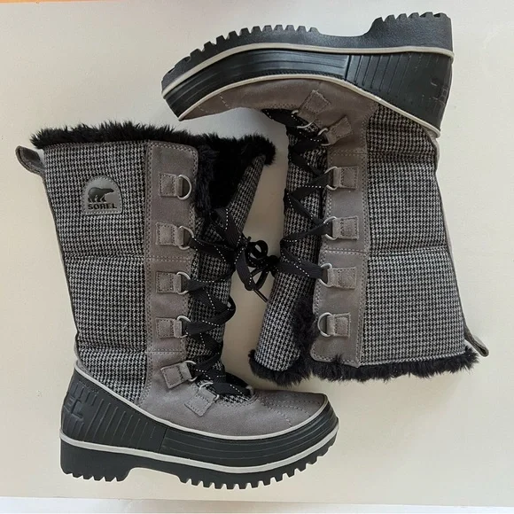 Sorel Women's Tivoli Mid-Calf Quarry Black Houndstooth Snow Winter Boots, size 7 - Picture 5 of 11